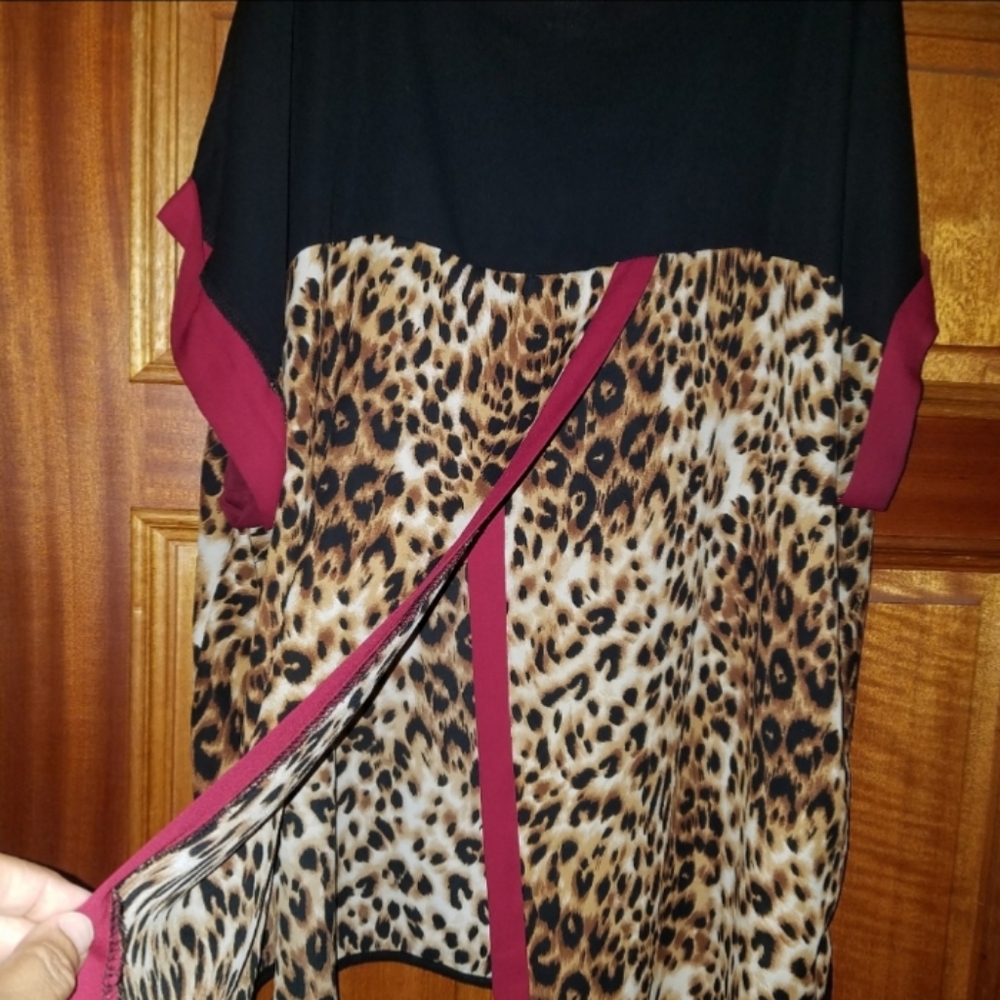 A.S. Leopard/Color Block Blouse Sz.26/28